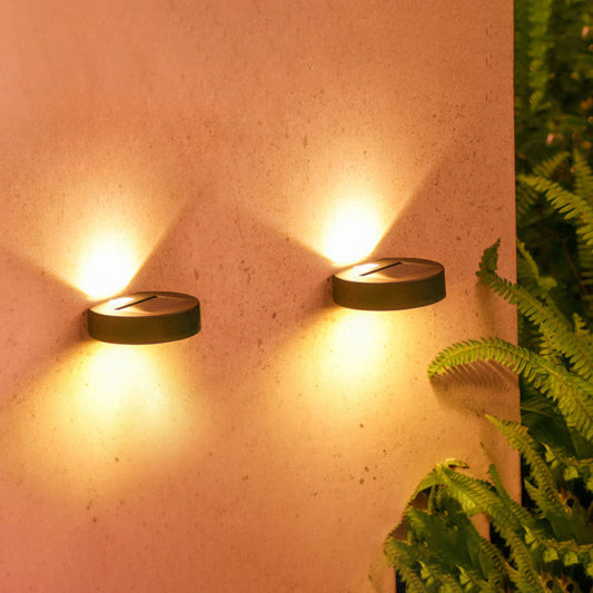 Solar Powered Up & Down Courtyard Wall Light - Outdoor Patio Yard Garden Wall Lighting