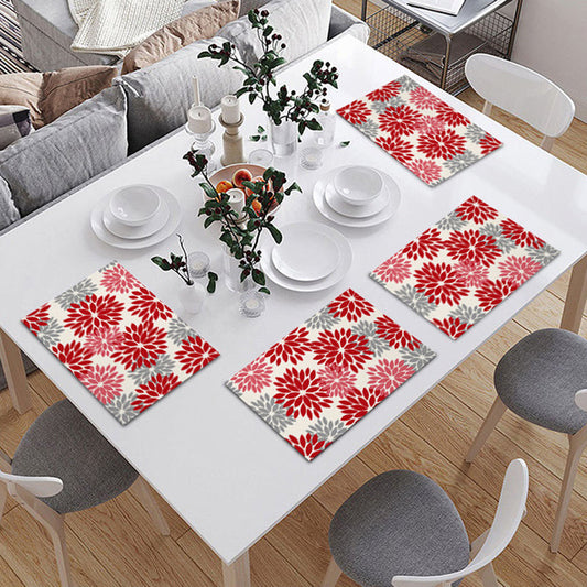 Dahlia Floral Placemat (Set of 4) - Dining Table Party Kitchen Tabletop Decoration