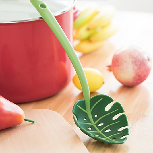 Large Slotted Leaf Spoon - Kitchen Cooking Serving Strain Utensil