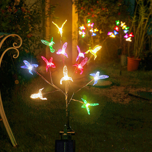 Unido Box Solar Hummingbird Garden Lights - Set Of 2 Color-Changing LED Stake Lights, 32 Inches