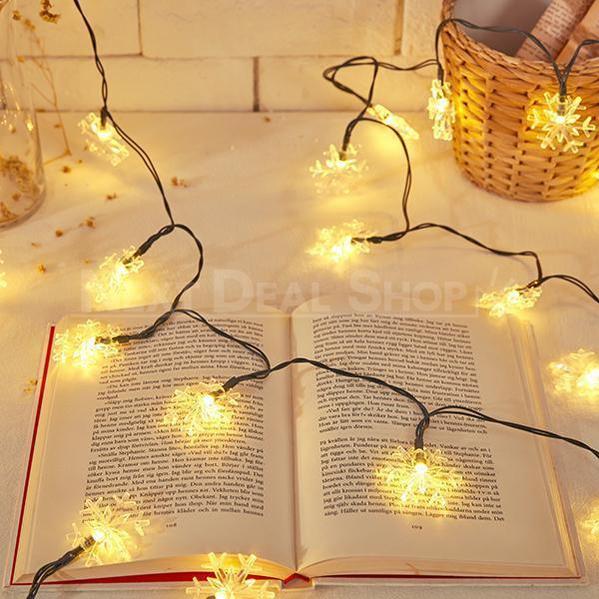 Solar-Powered Snowflake LED String Lights
