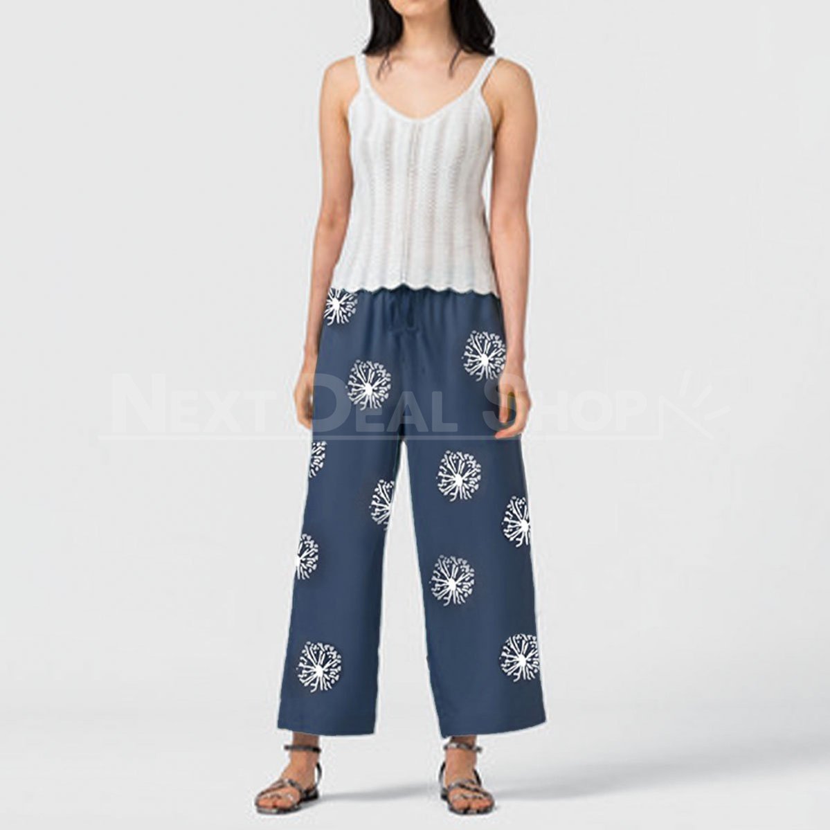 Dandelion Print Comfy Pants-SALORA-Next Deal Shop