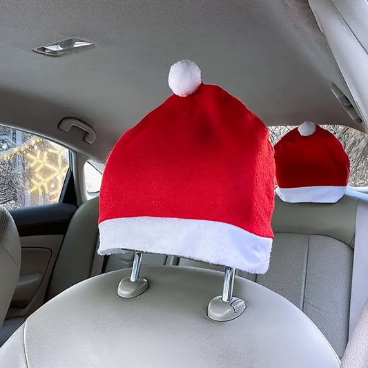4 Pcs Christmas Car Seat Headrest Cover - Car Interior Xmas Holiday Seat Decor