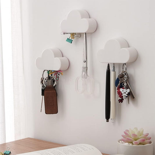 2 Pcs - Magnetic Cloud Key Holder - Cute Key Storage Rack For Home Entryway Wall Key Storage