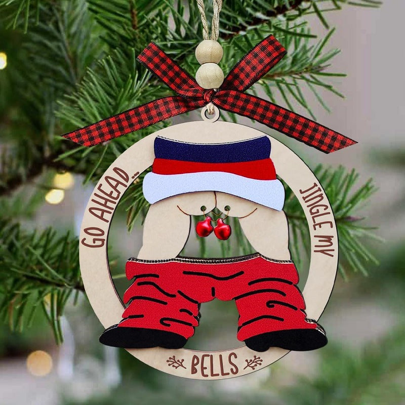 Funny Wooden Christmas Tree Ornament - Xmas Tree Hanging Decor