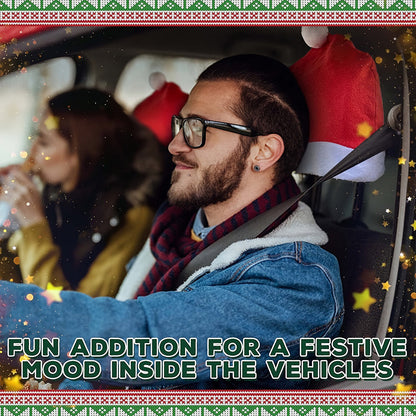 4 Pcs Christmas Car Seat Headrest Cover - Car Interior Xmas Holiday Seat Decor