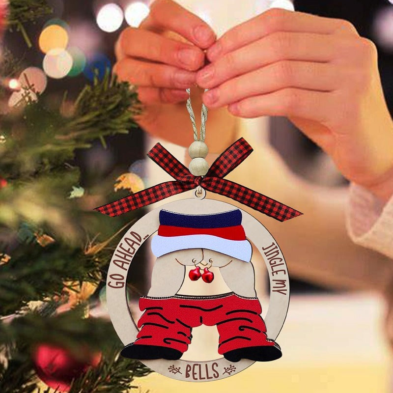 Funny Wooden Christmas Tree Ornament - Xmas Tree Hanging Decor