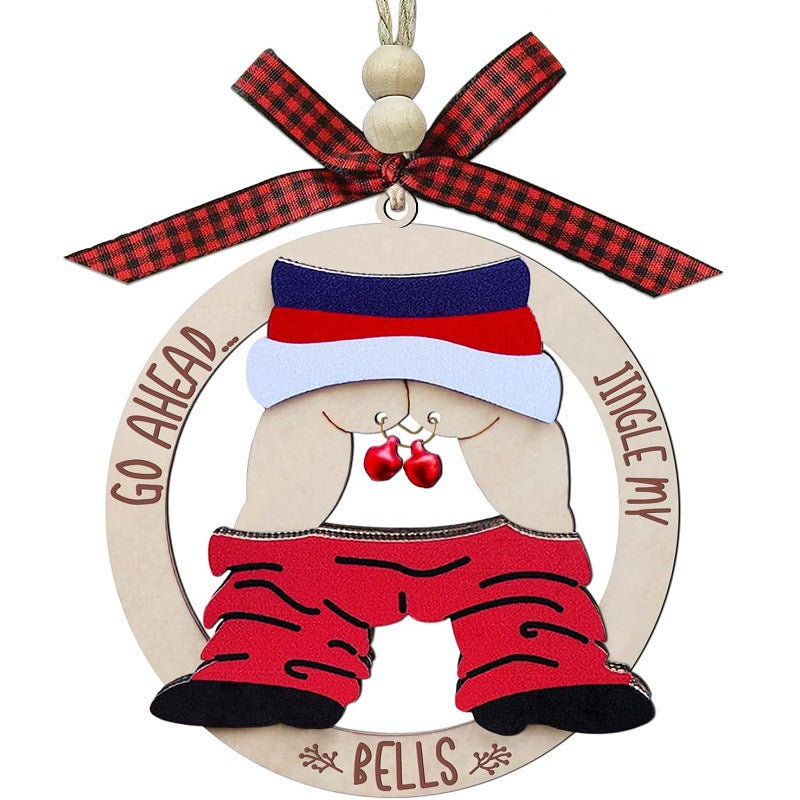 Funny Wooden Christmas Tree Ornament - Xmas Tree Hanging Decor