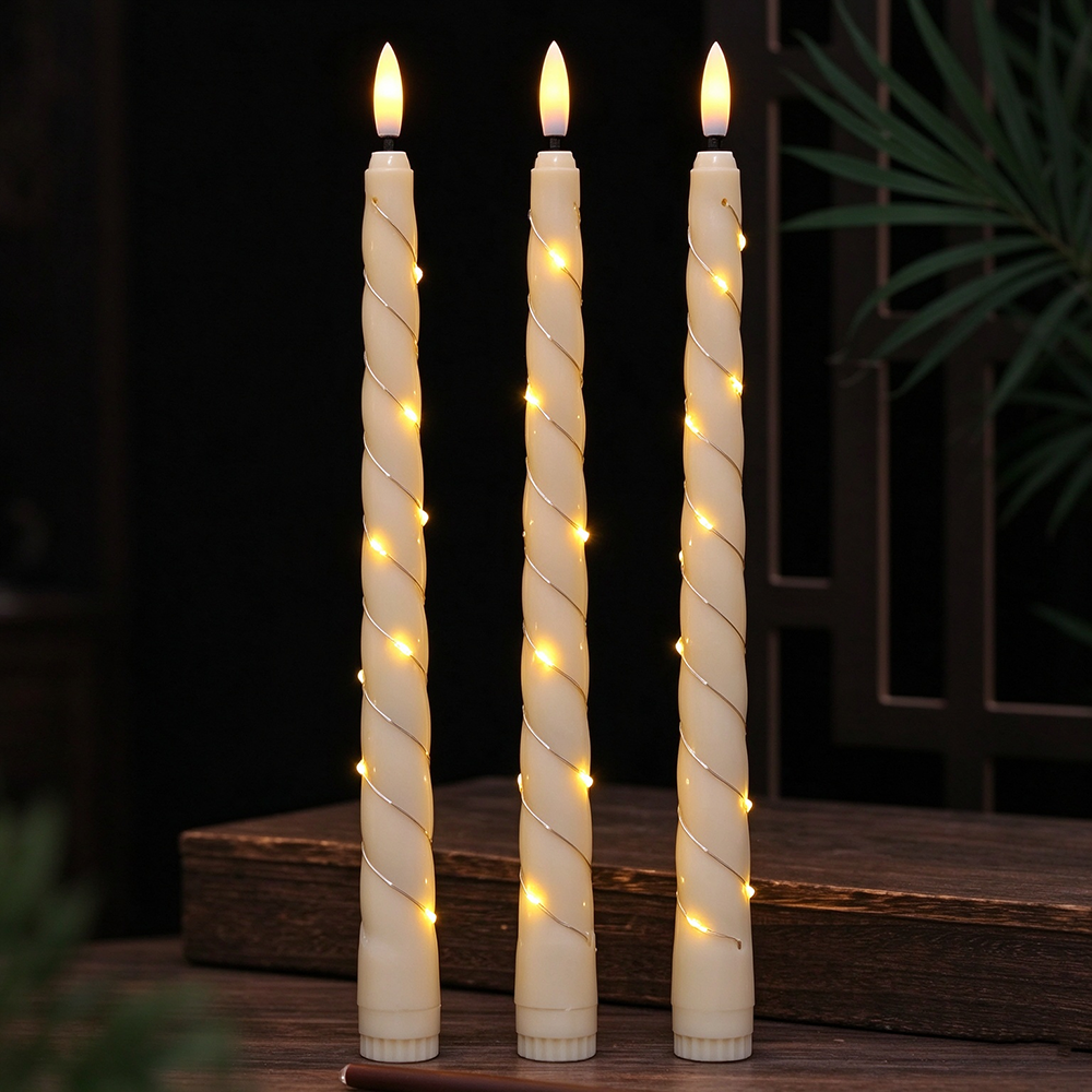 Battery Powered Flameless LED Taper Candle - 6 Pack,  Wedding Christmas Holiday Dinner Table Decor