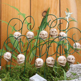 Set of 12 Resin Skull Garden Plant Stake