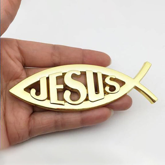 Christian Cross Fish Auto Emblem - Metal Car Badge for Vehicle Decoration