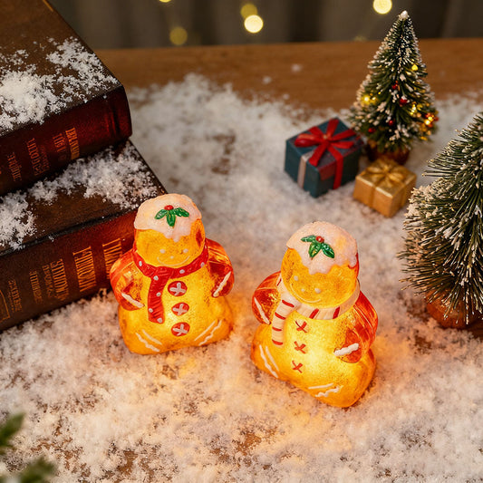 Set of 2 LED Christmas Gingerbread Ornaments