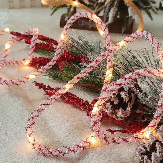 Battery Powered Festive LED Candy Rope Light -  6.56 ft, Xmas Indoor Decor Lighting