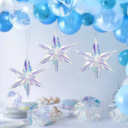 Iridescent Star Hanging Decor -3 Pack, 15.7 inch, Festive Home Birthday Party Hanging Decoration