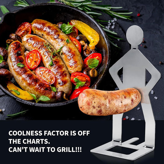 Funny Stainless Steel BBQ Sausage Holder - Backyard Outdoor Barbecue Cooking Gadget