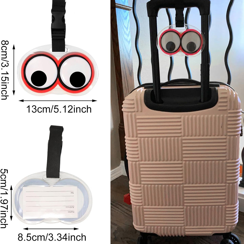 Funny Cartoon Googly Eyes Luggage Tag - Travel Suitcase Bag ID Label Accessory