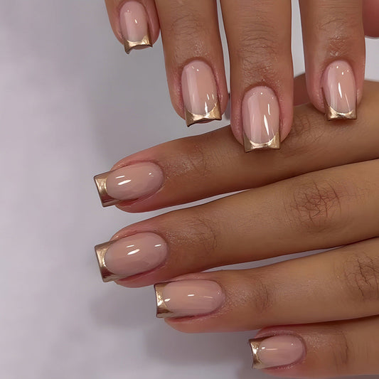 24 Pcs - Gold French Tip Press on Nail