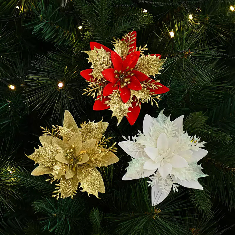 Glitter Christmas Poinsettias Flower-Next Deal Shop-Next Deal Shop
