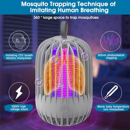 Rechargeable Portable Mosquito Zapper Light - Indoor Outdoor Camping  Bug Killer Lamp