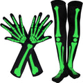 Glow in the Dark Skeleton Glove & Stocking Set - Halloween Party Cosplay Costume Accessory