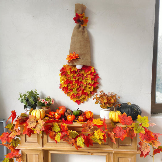 Handmade Maple Leaf Gnome Decoration - Autumn Garden Home Decoration