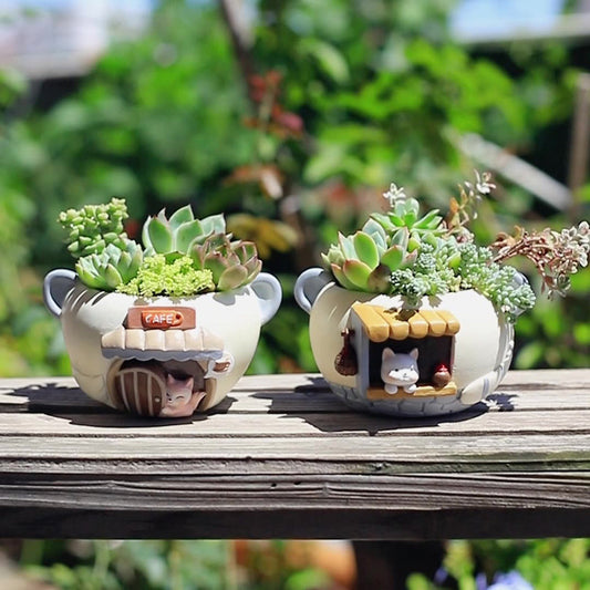 Adorable Resin Succulent Pot - Home Garden Potted Plant Decor