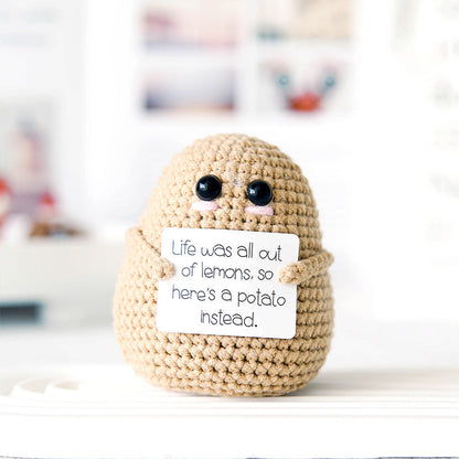 Handmade Crochet Potato with Encouragement Card