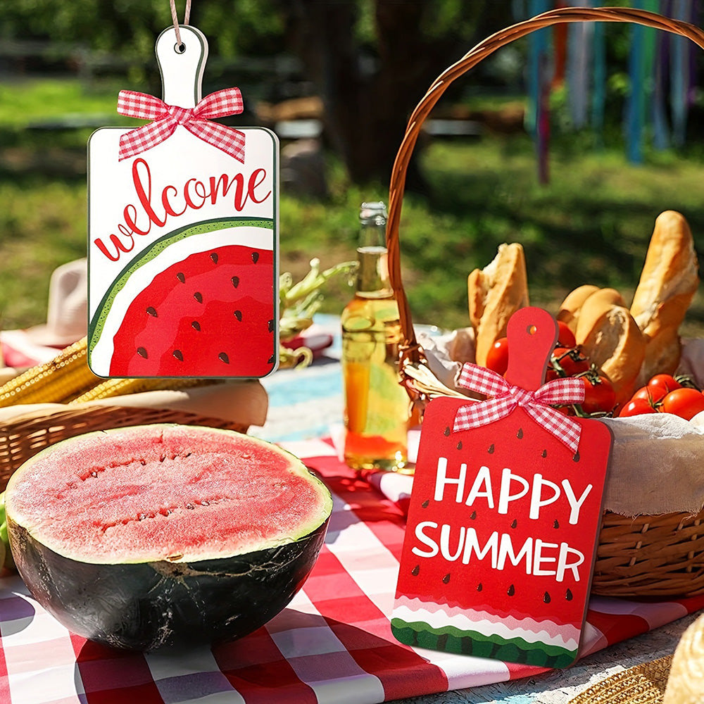 Happy Summer Watermelon Kitchen Decor Sign - Set of 3, Home Table Wall Decoration