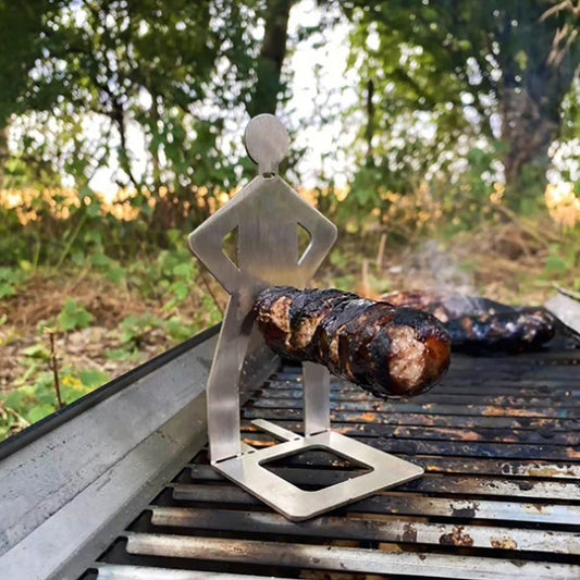 Funny Stainless Steel BBQ Sausage Holder - Backyard Outdoor Barbecue Cooking Gadget