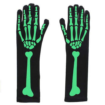 Glow in the Dark Skeleton Glove & Stocking Set - Halloween Party Cosplay Costume Accessory