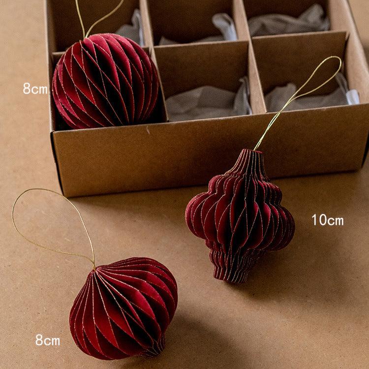 3 Pcs - Christmas Honeycomb Paper Hanging Ornament-Next Deal Shop-Red Set-Next Deal Shop
