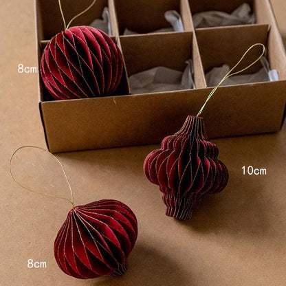3 Pcs - Christmas Honeycomb Paper Hanging Ornament-Next Deal Shop-Red Set-Next Deal Shop