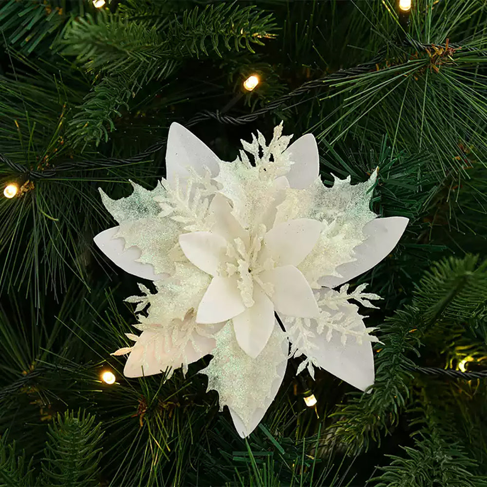 Glitter Christmas Poinsettias Flower-Next Deal Shop-white-Next Deal Shop