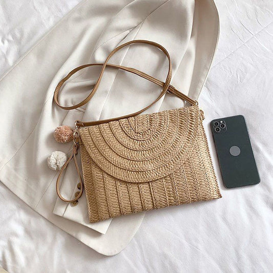 Handmade Crossbody Fashion Straw Woven Handbag - Summer Beach Travel Daily Shoulder Bag