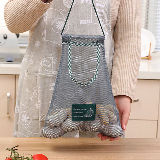 Kitchen Hanging Mesh Storage Bag - Home Wall Hanging Fruit Vegetable Organizer
