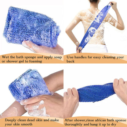 3 Pcs - African Bath Sponge Exfoliating Net - Home Bathroom Shower Skin Exfoliating Daily Bath Accessory