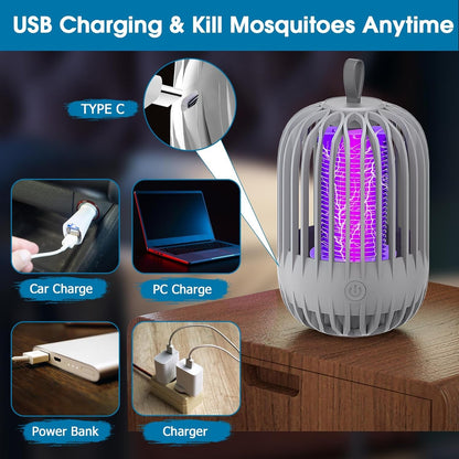 Rechargeable Portable Mosquito Zapper Light - Indoor Outdoor Camping  Bug Killer Lamp