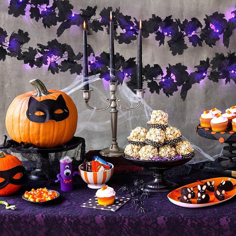 Spooky Black Maple Leaf Garland Light-Next Deal Shop-Next Deal Shop