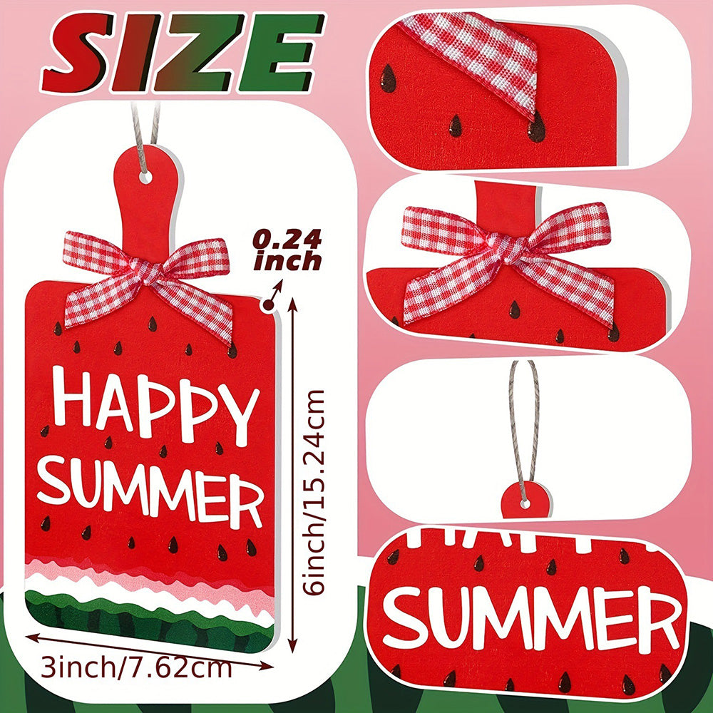 Happy Summer Watermelon Kitchen Decor Sign - Set of 3, Home Table Wall Decoration