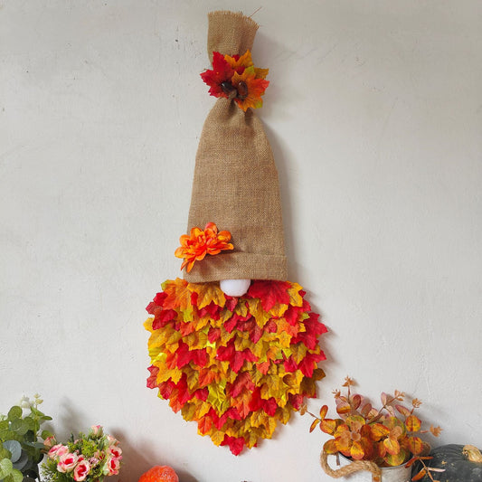 Handmade Maple Leaf Gnome Decoration - Autumn Figurine For Garden Home Tabletop Decoration