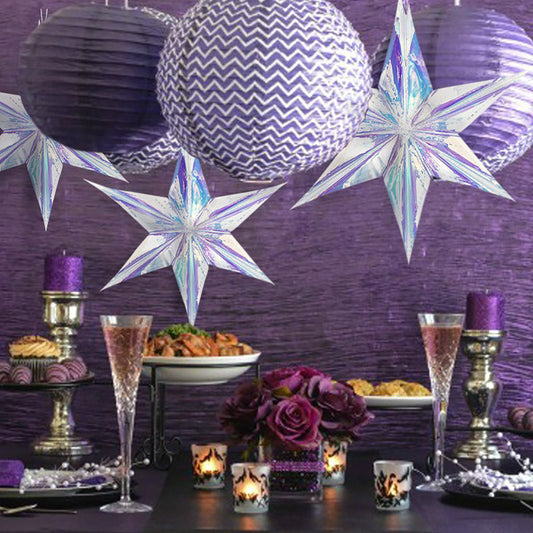Iridescent Star Hanging Decor -3 Pack, 15.7 inch, Festive Home Birthday Party Hanging Decoration