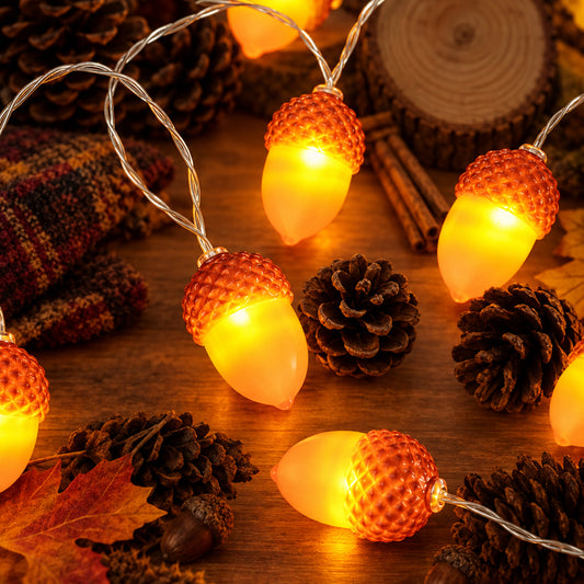 Battery Powered Charming 3D Acorn String Light - 6.56 ft, 10 LED, Home Autumn Indoor Decor Lighting