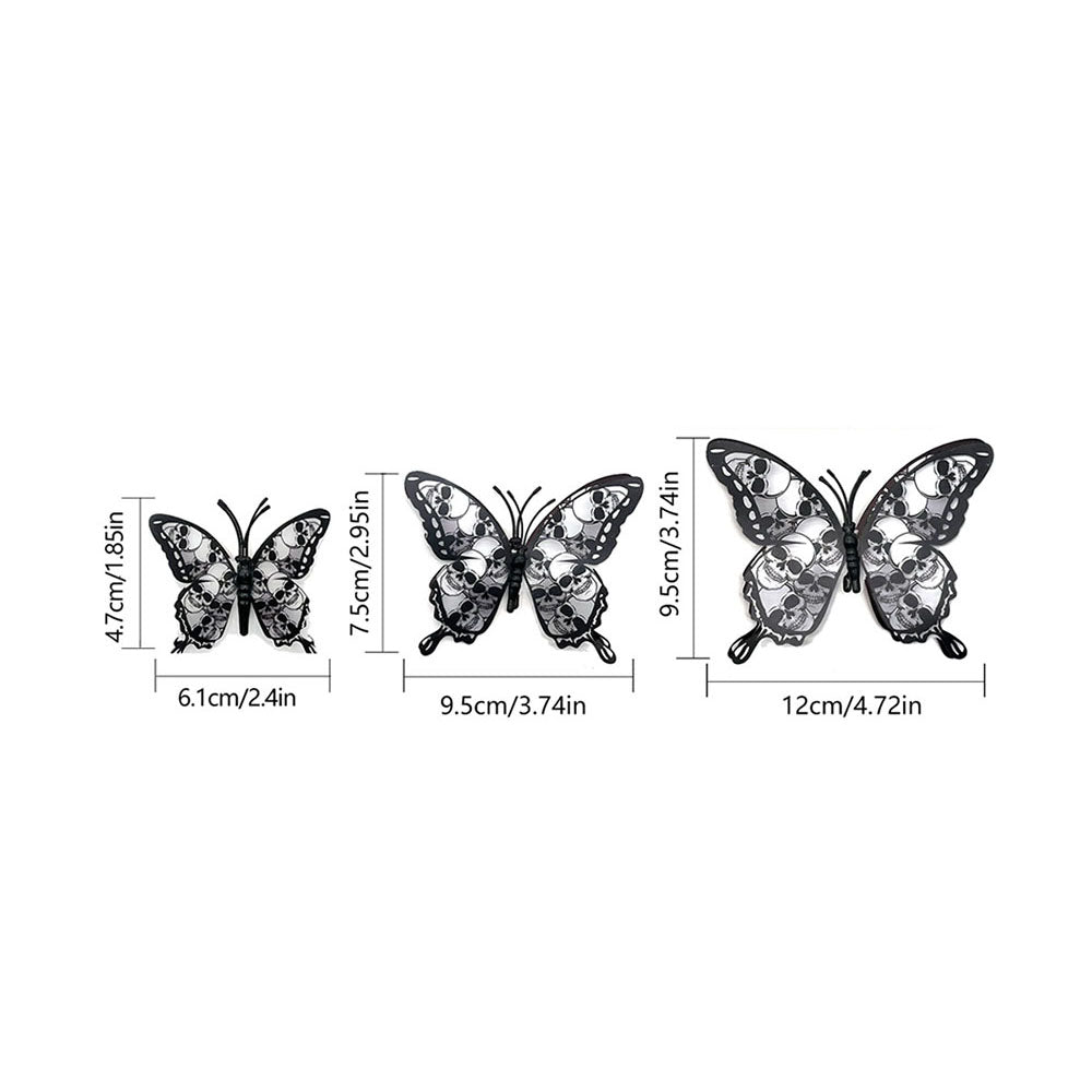 Halloween Skull Butterfly Decoration - 12 Pcs, Home Window Tabletop Halloween Party Decor