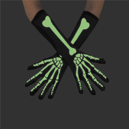 Glow in the Dark Skeleton Glove & Stocking Set - Halloween Party Cosplay Costume Accessory