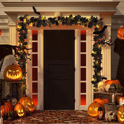 Spooky Black Maple Leaf Garland Light-Next Deal Shop-Next Deal Shop