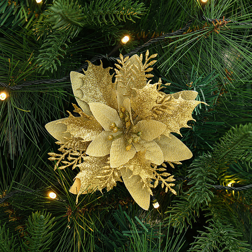 Glitter Christmas Poinsettias Flower-Next Deal Shop-gold-Next Deal Shop