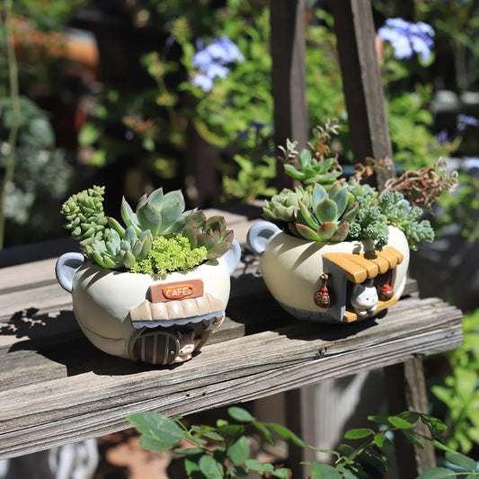 Adorable Resin Succulent Pot - Home Garden Potted Plant Decor