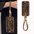Leopard Print Phone Case with Lanyard for iPhone 16 Series - Daily Shockproof Protective Phone Cover