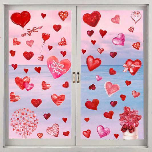 Romantic Heart Window Clings - Home Glass Window Valentine Wedding Decals