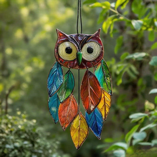 Colorful Owl Garden Hanging Decor - Outdoor Yard Patio Porch Tree Decor